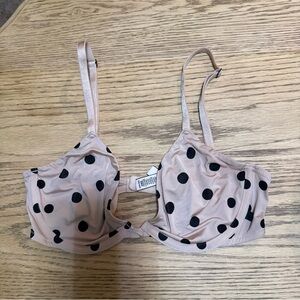 Victoria's Secret Unlined Demi Cream and Black Polka Dot Bra